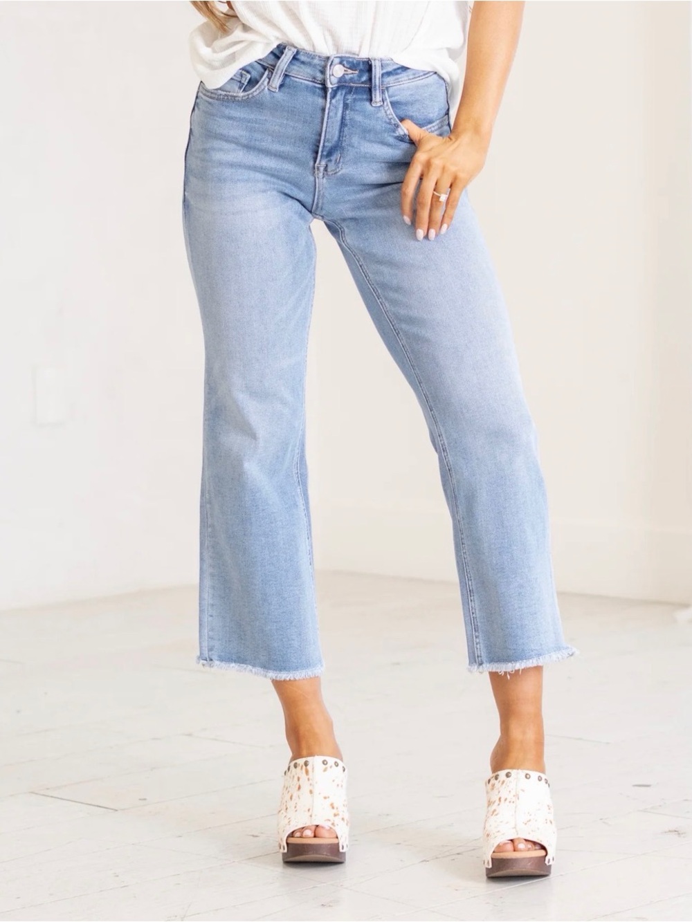 LOVERVET SENSATIONAL HIGH RISE CROPPED SLIM WIDE LEG Jeans Size 29/9